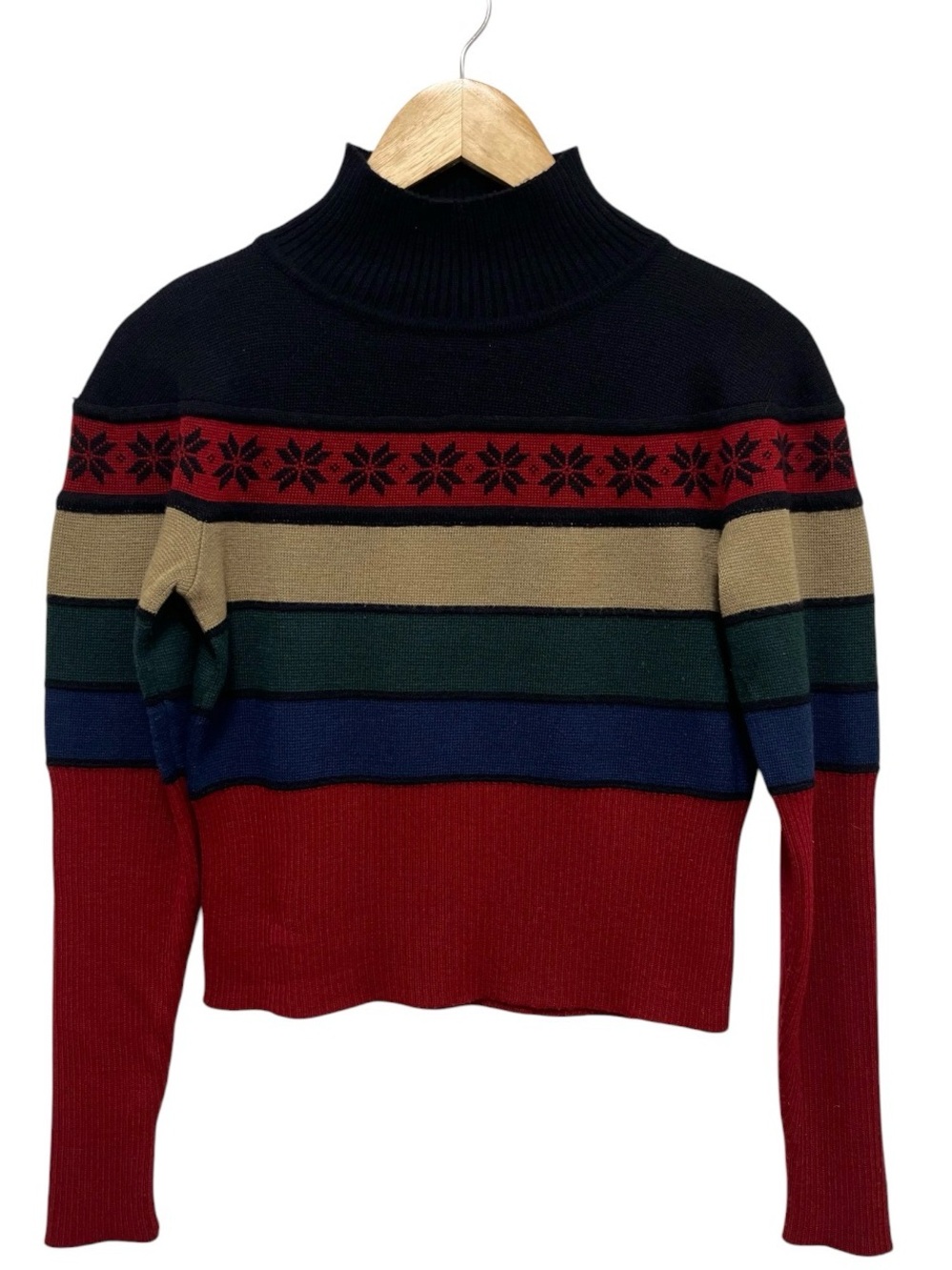 Vintage 90s Nils Ski Fair Isle Wool Turtleneck Sweater Size Small